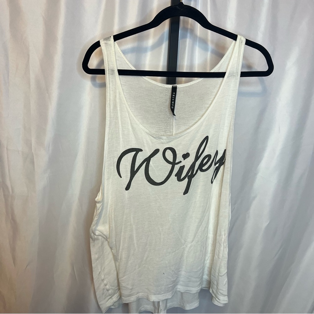 3 FOR $15 Boutique Triumph White Wifey Muscle Tank Top, size Large